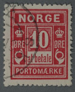 Norway #J3 Used VF Carmine Rose Light Place Cancel HRM