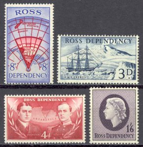 New Zealand Ross Dependency Sc# L1-L4 MH 1957 Definitives