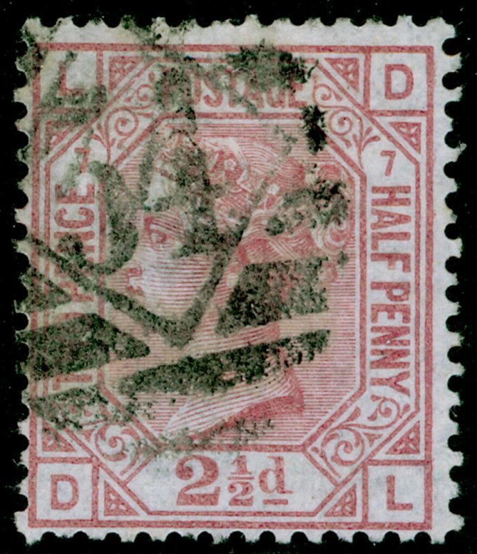 SG141, 2½d rosy mauve plate 7, USED. Cat £85. DL 