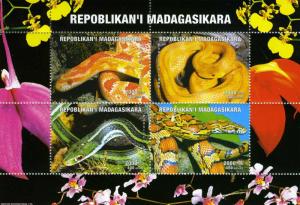 Madagascar 1999 Hoghose Snakes Orchids Sheet Perforated Mint (NH)