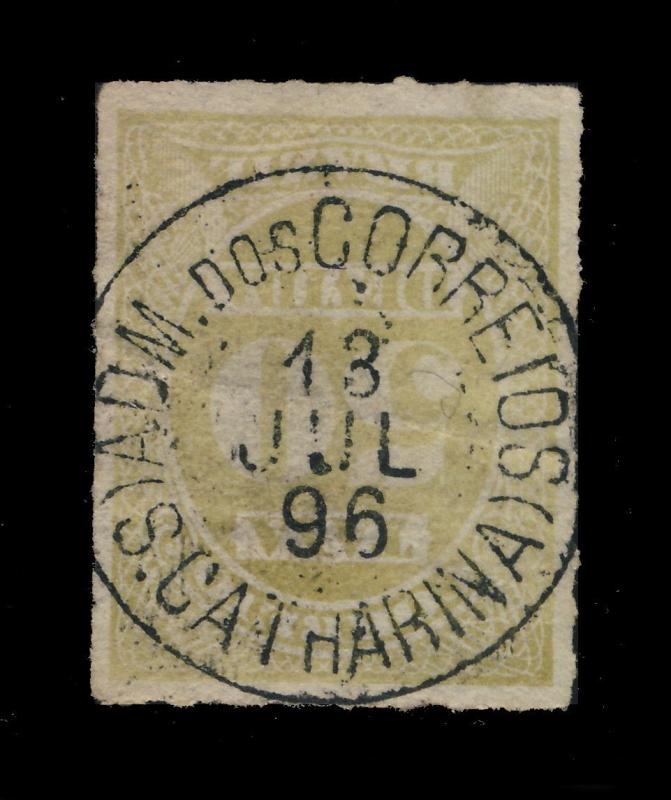 BRAZIL - SUPERB S.CATHARINA CDS ON 1895 50R YELLOW-GREEN POSTAGE DUE MiNr.P20