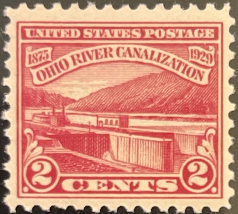 Scott #681 1929 2¢ Ohio River Canalization unused lightly hinged