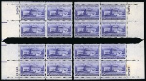 US Sc 991 MNH PLATE BLOCK MATCHED SET - 1950 3¢ Washington Sesq. - FRESH!