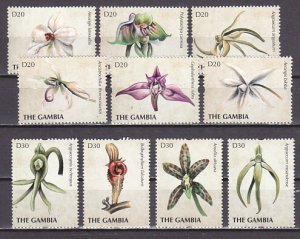 Gambia, Scott cat. 3400-3401. Orchid values from 2 sheets.