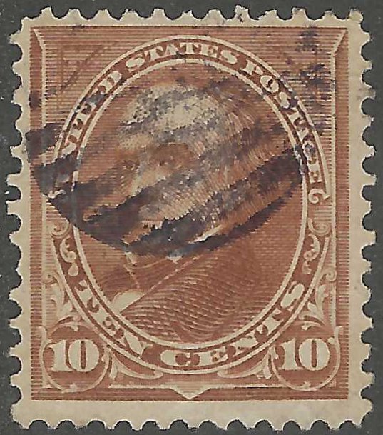 USA, stamp, Scott#283, used, hinged, 10 cents, brown, Webster, type 2,