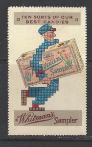 Est Early 1900s Whitman's Sampler Candies Promotional Poster Stamp (AW53)