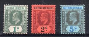 British Honduras KEVII 1902 1c 2c & 5c SG80-82 mint MH WS11517