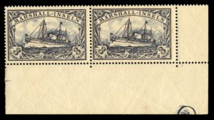 German Colonies, Marshall Islands #24 Cat$55, 1901 3m black violet, bottom ma...