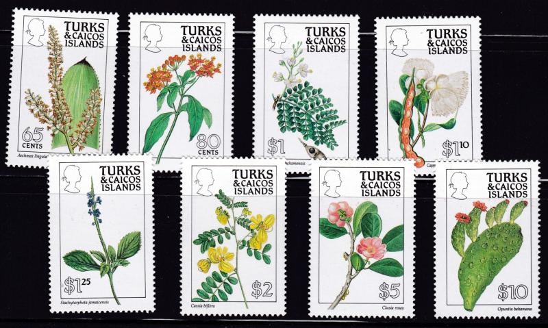 Turks & Caicos Islands 1990 Scott 790-805 Complete (16) FLOWERS Pristine NH/(**)