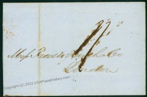 USA 1847 England Great Britain Transatlantic Mail Cover 75957