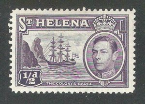 St.Helena 1938,KG-VI, 1/2p, Scott # 118, VF Mint Hinged*OG (SH-10)