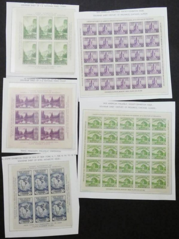 EDW1949SELL : USA 1933-34 Scott #730-31, 735, 750-51 XF, MNH Super clean Cat $98