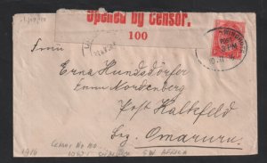 South West Africa 1916 KGV WWI Censored Windhoek Local Post Cover WS13290