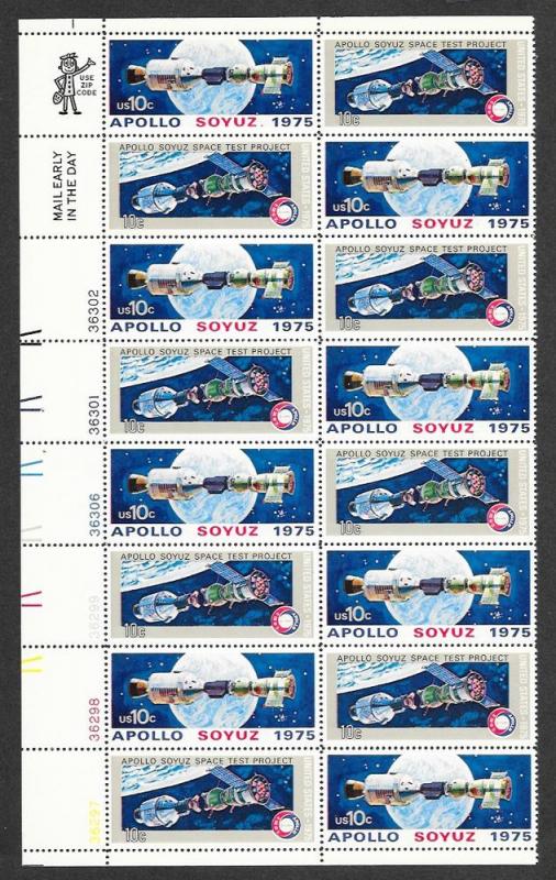 1569/1570 MNH, 10c. Apollo-Soyuz,  Plate Block/Zip Block