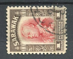 SARAWAK; 1930s early Brooke issue fine used $1. value