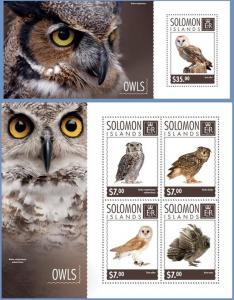 SOLOMON IS. 2014 2 SHEETS slm14609ab OWLS HIBOUX BIRDS PREY 