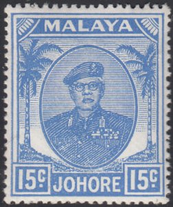 Malaya  Johore 1949-55 MH Sc 140 15c Sultan Ibrahim