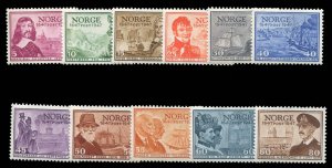 Norway #279-289 Cat$47.05, 1947 300th Anniversary of the Norwegian Post Offic...