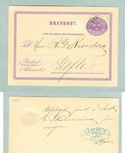 Sweden. Stationery Commercial Card 1880. 6 Ore. Posted.