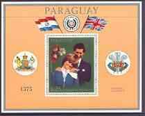 Paraguay 1981 Royal Wedding perf m/sheet (gold coloured b...