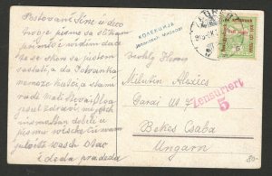 CROATIA - HUNGARY - TRAVELED  PPC , ZAGREB - CENSORSHIP  - 1915. 