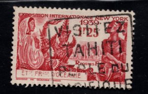 French Polynesia Scott 124 Used  New York Worlds Fair stamp with a Tahiti cancel