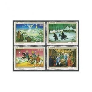 Zaire 1000-1003,1004,MNH.Michel 703-706,Bl.39. Christmas 1980.Church,Nativity.