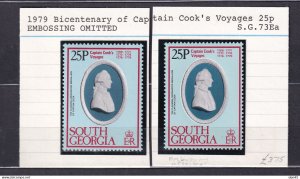 South Georgia 1979 Cook Voyages 25p Embossing omitted Var RRR MNH 15236