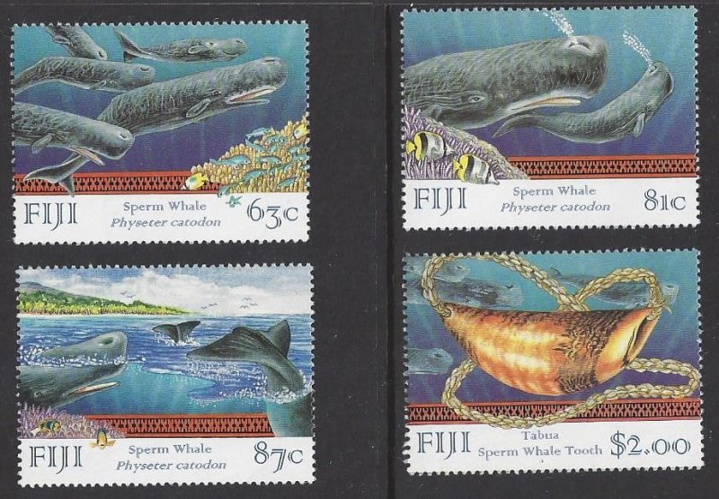 Fiji #822 MNH set c/w ss, Sperm whale, issued 1998