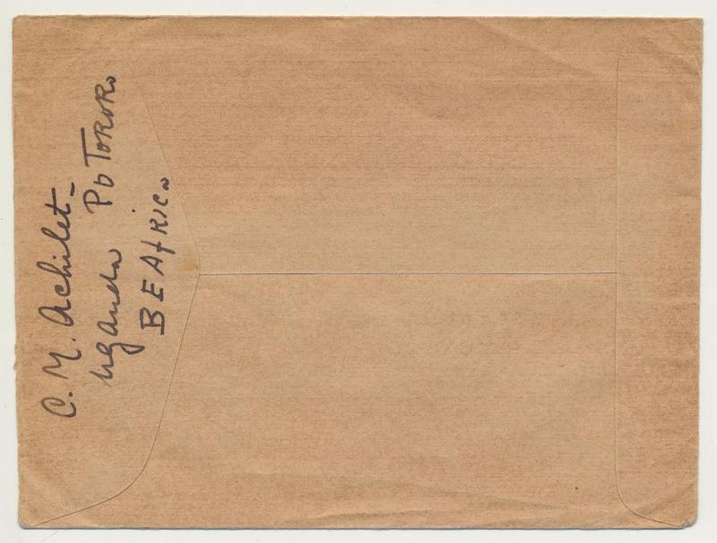 KUT (BRITISH) 1941 TORORO TO USA,CENSOR COVER (H/S2 #1 CODE-D) (SEE BELOW