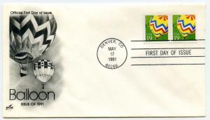 2530 19c Balloon booklet pair ArtCraft, FDC