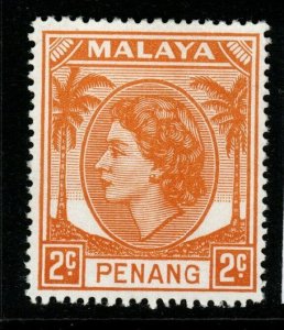 MALAYA PENANG SG29 1954 2c YELLOW-ORANGE MNH