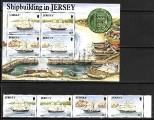 GB - JERSEY Sc 596-99+599A NH SET+S/S OF 1992 - SHIPS 