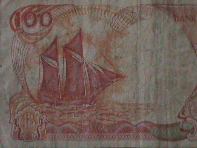 ​INDONESIA-1992-BANK INDONESIA-$100 RUPIAH- CIRCULATED-VF-32YEARS OLD