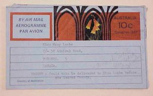 AUSTRALIA  VICTORIA AIRGRAM 1967 TO CANADA cat.$18.00