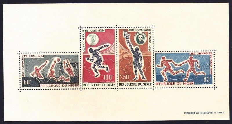 Niger C48a MNH 1964 18th Olympic Games Tokyo Japan Mini Sheet of 4 Very Fine