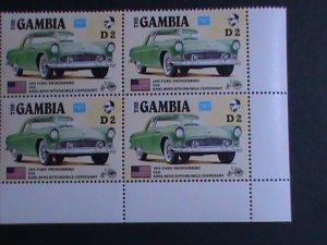 GAMBIA 1986 SC#624 1955 U.S-FORD THUNDERBIRD- IMPRINT BLOCK MNH VERY FINE