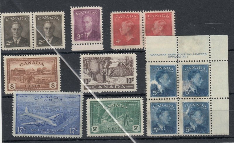 Canada KGVI Collection Of 13 Stamps MH JK4962