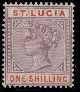 ST. LUCIA QV SG50, 1s dull mauve & red, VLH MINT. Cat £24.