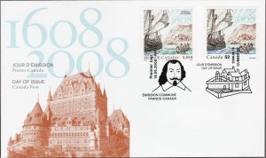 2008 / Joint Issue OFDC Canada #2269 / France #3437 - Champlain & Sailing Ship