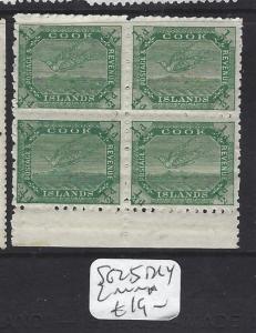 COOK ISLANDS  (PP0507B) 1/2 D  BIRD  SG 25    BL OF 4 ,  2    MNH