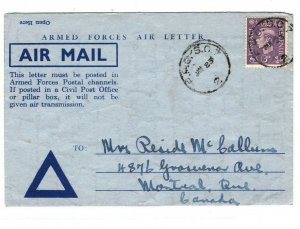 GB KGVI WW2 Cover CANADA FORCES *FPO.SC7* CDS Air Letter {samwells-covers}MA730