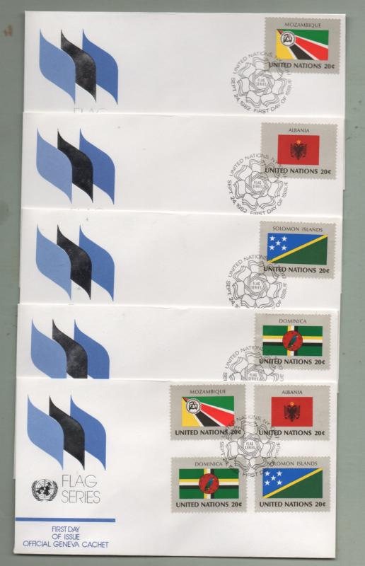 UN New York Scott# 374-389 Member Nation Flags 1982 FDC  (20 First Day Covers)