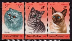 New Zealand 1983 Cats - Health Complete Mint MNH Set SC B115-B117