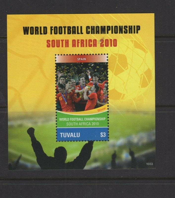 Tuvalu  #1150 (2010 Spain in World Cup Soccer - Winner - sheet) VFMH CV $5.50