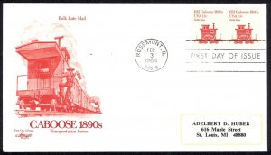 USA Sc# 1905 (Artmaster) FDC pair (a) (Rosemont, IL) 1984 2.3 Caboose 1890s