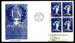 1967 United Nations #166 First Day Cover (ESP#5211)