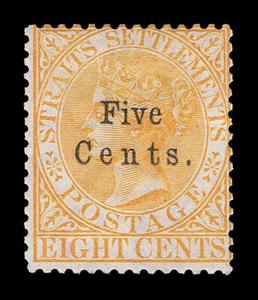 GENUINE STRAIGHTS SETTLEMENTS SCOTT #20 MINT SCARCE 1879 5¢ WITH PERIOD APS CERT