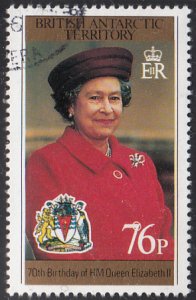 British Antarctic Territory 1996 used Sc #243 76p Red coat QEII's 70th Birthday