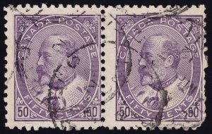 Canada Scott 95  pair used  Lot AB9002 bhmstamps